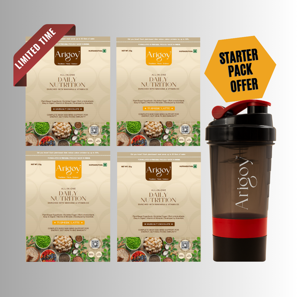 All-In-One Daily Nutrition | Single Serving Trial Pack - Pack of 4 (2 Flavors x 2 Each) With Shaker